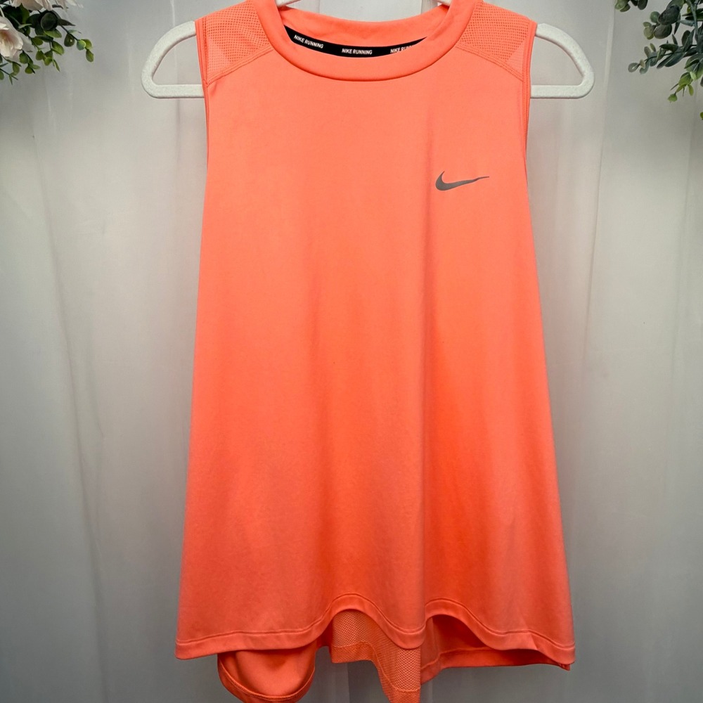 Nike Running Dri-FIT Tank Top Women 2X Neon Orange Mesh Racerback Sleeveless